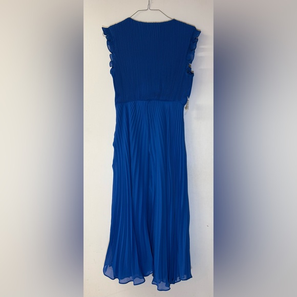 Cobalt Royal Blue Midi Pleated Dress by Taylor. Size 12 - Picture 3 of 6